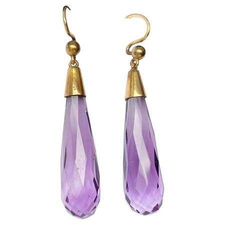 Antique Victorian Amethyst and 9 Carat Gold Earrings