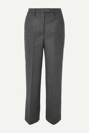 Gray Checked virgin wool-blend straight-leg pants | Prada | NET-A-PORTER
