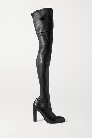 Leather Over-the-knee Boots - Black