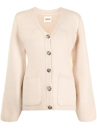 Shop KHAITE Lucy rib-trimmed cashmere cardigan with Express Delivery - FARFETCH