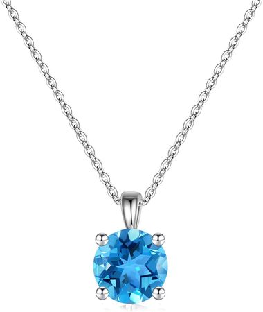 Amazon.com: Natural Blue Topaz Necklace for Women, Sterling Silver Birthstone Necklace Natural Blue Topaz Necklaces November Birthday Gifts Christmas Gifts November Birthstone Jewelry Gifts for Women Girls : Clothing, Shoes & Jewelry