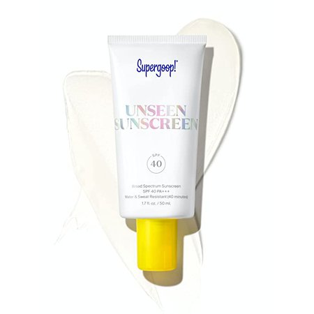 Amazon.com: Supergoop! Unseen Sunscreen SPF 40, 1.7 oz - Oil-Free, Weightless & Invisible Reef-Safe, Broad Spectrum Face Sunscreen for All Skin Types - Scent-Free - Great Makeup Primer - Beard-Friendly: Beauty
