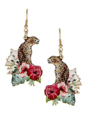 Leopard Earrings with Flowers - Magnolia Mountain Jewelry