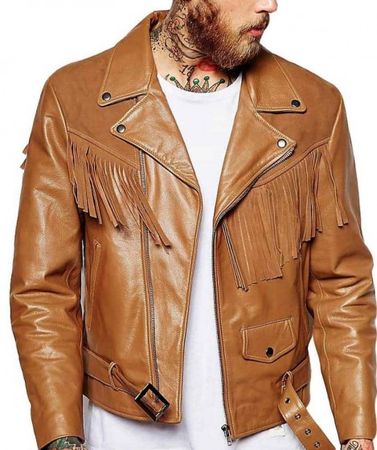 Vaughan Brown Fringe Jacket | Mens Asymmetrical Leather Jacket