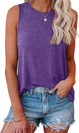 Amazon.com: Bliwov Womens Tank Tops Crewneck Loose Fit Basic Solid Color Casual Summer Sleeveless Shirts Purple : Clothing, Shoes & Jewelry