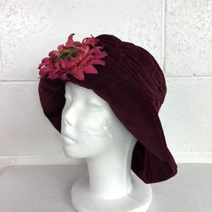 Other | Vintage 9s Velvet Maroon Blossom Bucket Hat | Poshmark