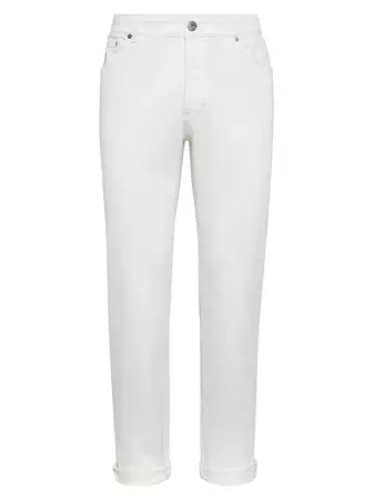 Shop Brunello Cucinelli Dyed Comfort Lightweight Denim Traditional Fit Five-Pocket Trousers | Saks Fifth Avenue