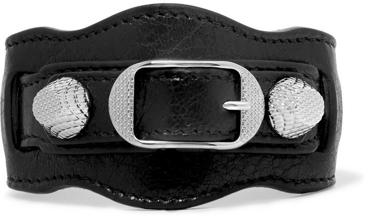 Balenciaga Balenciaga - Giant Textured-leather And Silver-tone Bracelet - Black | Where to buy & how to wear
