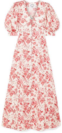 Evi Grintela Floral-print Cotton-poplin Maxi Dress - Pink
