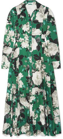 Josianne Floral-print Cotton-poplin Midi Dress - Green