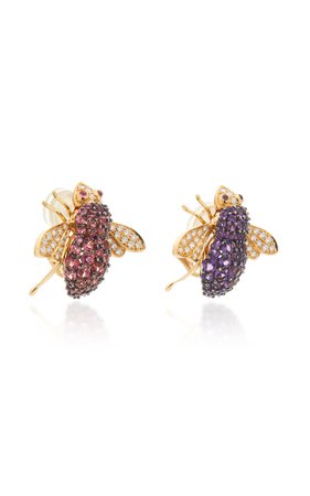 Sabbadini Bee 18K Gold Multi-Stone Earrings