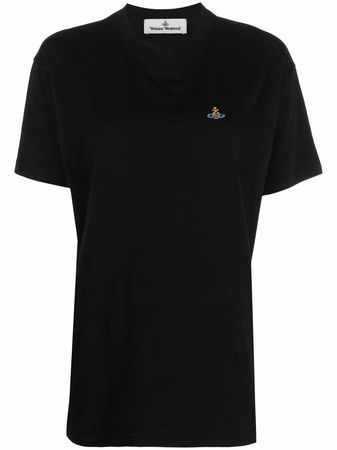 Shop Vivienne Westwood Orb-embroidered T-shirt with Express Delivery - FARFETCH
