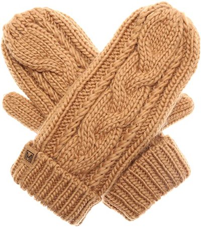 MIRMARU Women’s Warm Winter Gloves Cozy Soft Cable Knit Mittens with Fleece Lining (Camel): Amazon.ca: Luggage & Bags