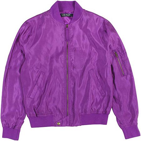 RALPH LAUREN Lauren Women's Silk Bomber Jacket Size 14 Purple at Amazon Women's Coats Shop