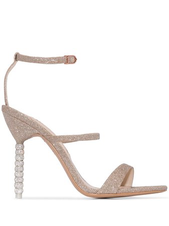 Sophia Webster champagne glitter rosalind 100 leather sandals - FARFETCH
