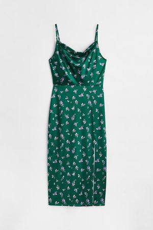 Slip dress - Dark green/small flowers - Ladies | H&M US