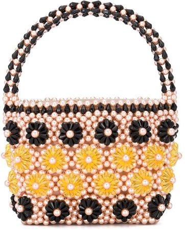 beaded floral tote