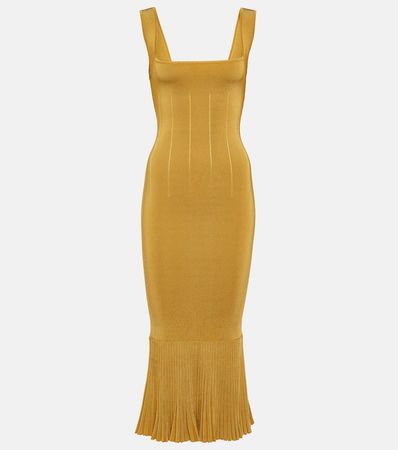 Atalanta Ribbed Knit Midi Dress in Gold - Galvan | Mytheresa