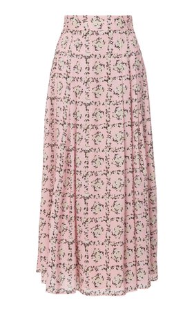 Myrtle Pleated Crepe de Chine Midi Skirt by Emilia Wickstead | Moda Operandi