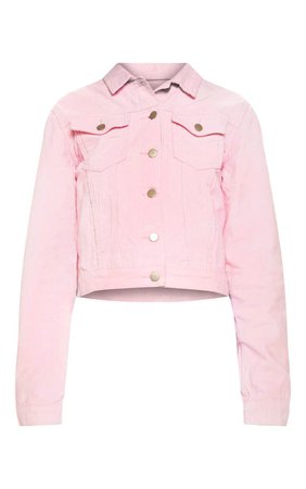 Pink Cord Cropped Denim Jacket | Denim | PrettyLittleThing