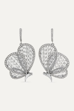Silver 18-karat white gold, titanium fiber and diamond earrings | Boghossian | NET-A-PORTER