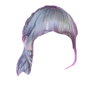 Blue Hair PNG Bangs Ponytail