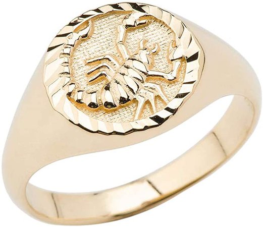 10K Yellow Gold Zodiac scorpio Unisex Ring