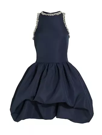Shop Oscar de la Renta Crystal-Embroidered Bubble-Hem Dress | Saks Fifth Avenue