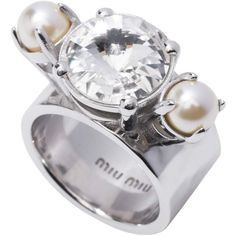 miu miu Ring with Pearls and Crystals