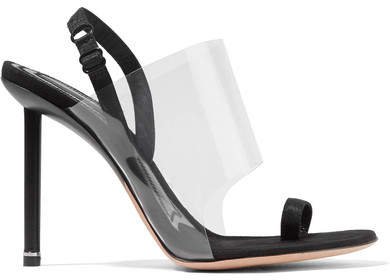 Kaia Grosgrain-trimmed Suede And Pvc Slingback Sandals - Black