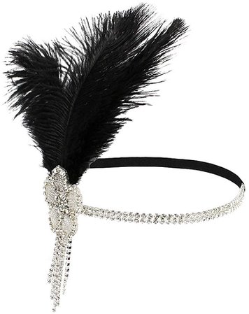 Great Gatsby Flapper Headband Elegant Crystal Rhinestone Flower Tassels 1920s Vintage Hairband Old Hollywood Glam Headpiece (Black) at Amazon Women’s Clothing store