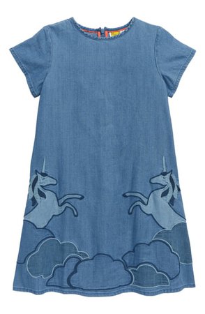 Mini Boden Unicorn Appliqué Woven Dress (Toddler, Little Girl & Big Girl) | Nordstrom