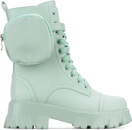Amazon.com | Cape Robbin Monalisa Combat Boots for Women, Platform Boots with Chunky Block Heels, Womens High Tops Boots - Periwinkle Size 11 | Shoes