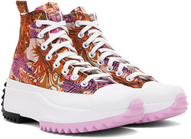 Converse: Pink & Orange Run Star Hike Tropical Florals Sneakers | SSENSE