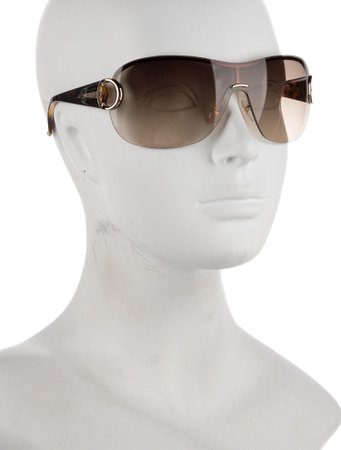 Gucci Horsebit Accent Shield Sunglasses - Brown Sunglasses, Accessories - GUC862144 | The RealReal
