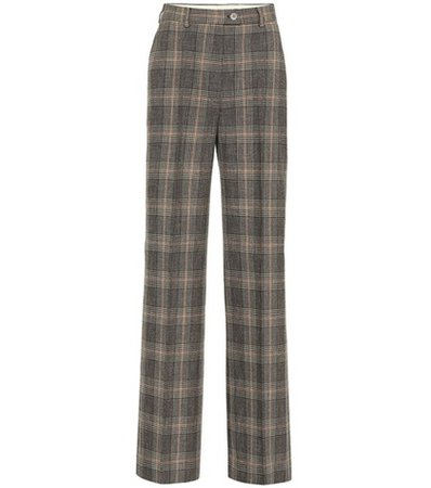 Checked wool and cotton pants