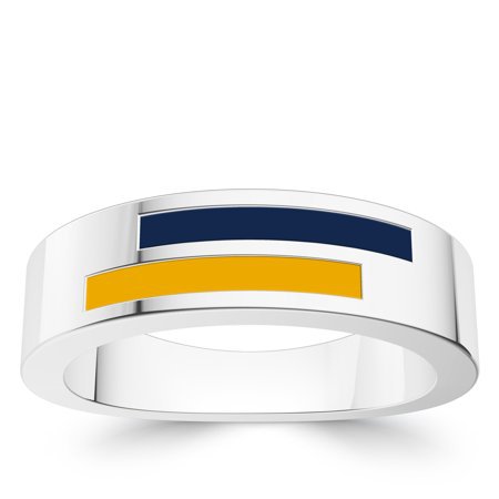 Milwaukee Brewers Sterling Silver Asymmetric Enamel Ring in Dark Blue and Yellow | Walmart Canada