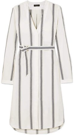 Alyse Striped Cotton And Linen-blend Shirt Dress - Ivory