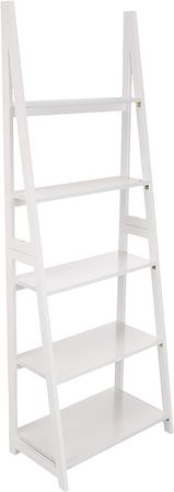 Amazon.com: Amazon Basics Modern 5-Tier Ladder Bookshelf Organizer, Solid Rubberwood Frame, White, 14 D x 24.8 W x 70.1 H in : Home & Kitchen