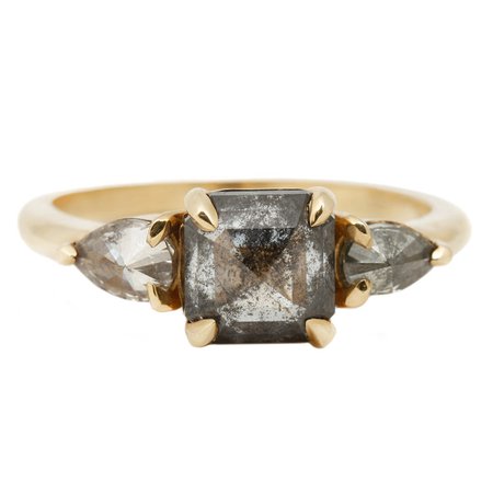 Three Diamond Salt + Pepper Ring — Lauren Wolf Jewelry