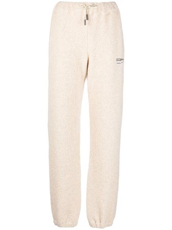 Off-White embroidered-logo shearling track pants - FARFETCH