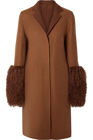 Akris | Shearling-trimmed cashmere coat | NET-A-PORTER.COM