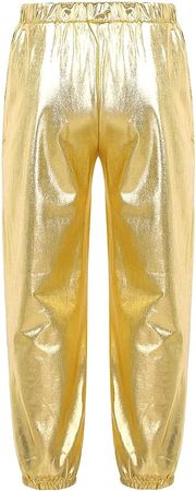 Amazon.com: Manyakai Kids Girls Boys Shiny Metallic Dance Harem Pants Athletic Leggings Hip Hop Street Dancewear Gold 10 Years : Clothing, Shoes & Jewelry