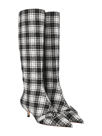 Dior Gang Tartan Kitten Heel Boots In Black | ModeSens
