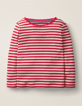 Sparkly Pointelle T-Shirt - Rockabilly Red/Gold Lurex | Boden US