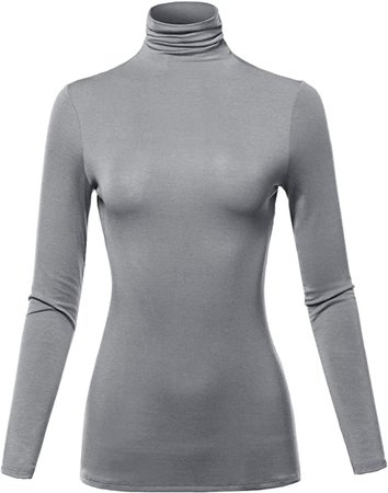 SSOULM Women's Slim Lightweight Long Sleeve Pullover Turtleneck Shirt Top with Plus Size Slate 1XL at Amazon Women’s Clothing store