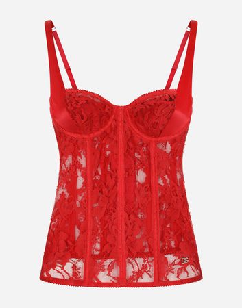 Lace lingerie corset in Red for Women | Dolce&Gabbana®