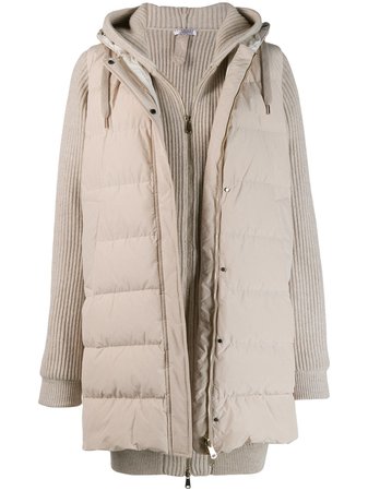 Brunello Cucinelli Zipped Knitted Padded Jacket