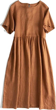 oversized linen dress brown