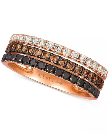 Le Vian Chocolate Layer Cake™ Blackberry Diamonds®, Chocolate Diamonds® & Nude Diamonds® Statement Ring (7/8 ct. t.w.) in 14k Rose Gold & Reviews - Rings - Jewelry & Watches - Macy's